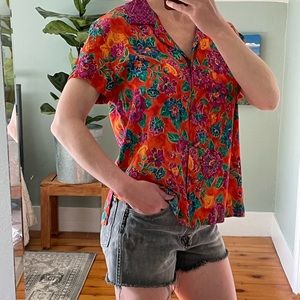 Vintage floral Carole Little blouse